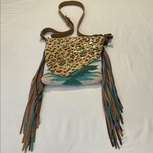 MYRA BAG CONCEALED CARRY Leopard Print Fringe Crossbody Bag